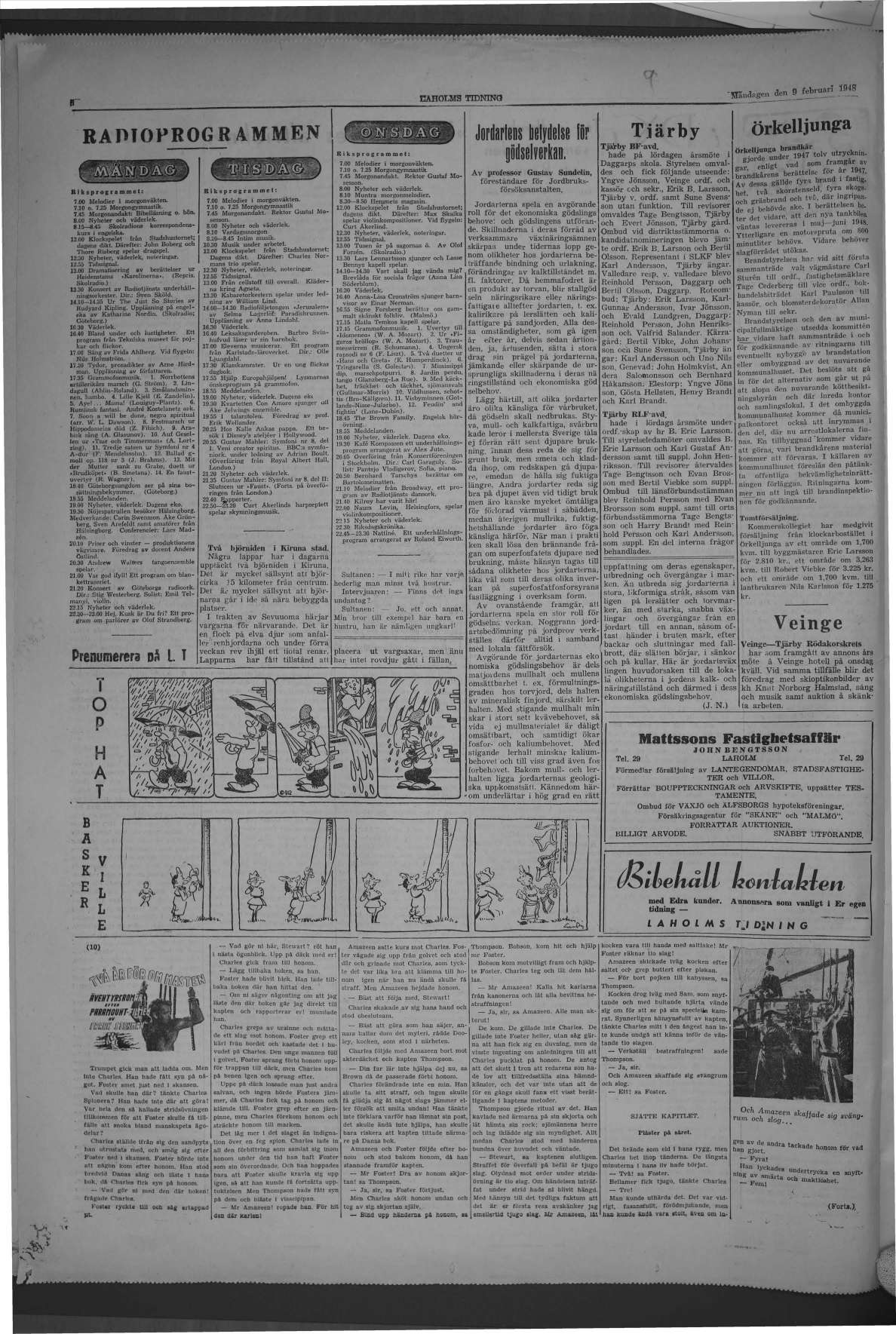 Laholms Tidning Måndag 9 februari 1948, sida 8