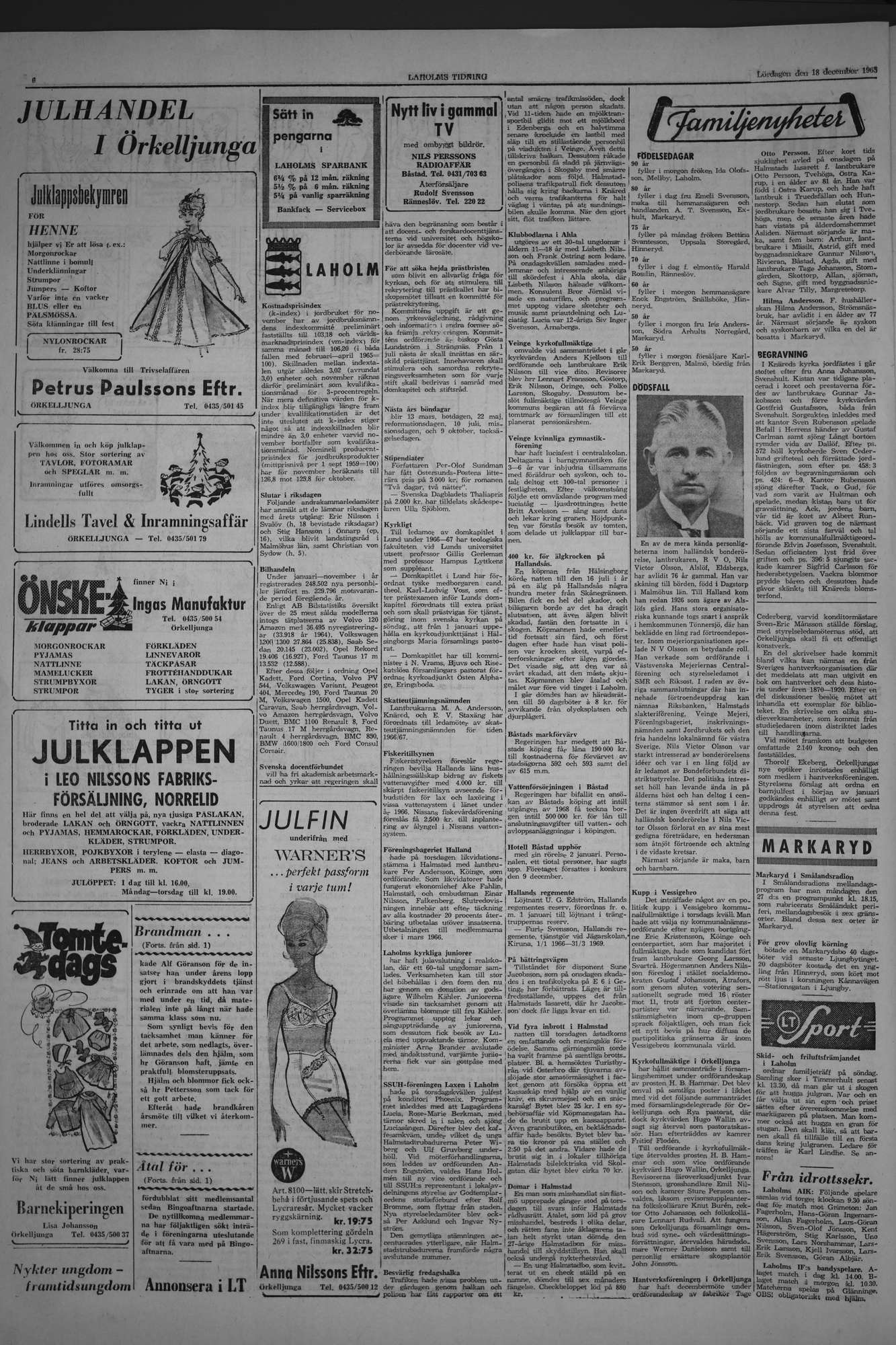 Laholms Tidning Lördag 18 december 1965, sida 6