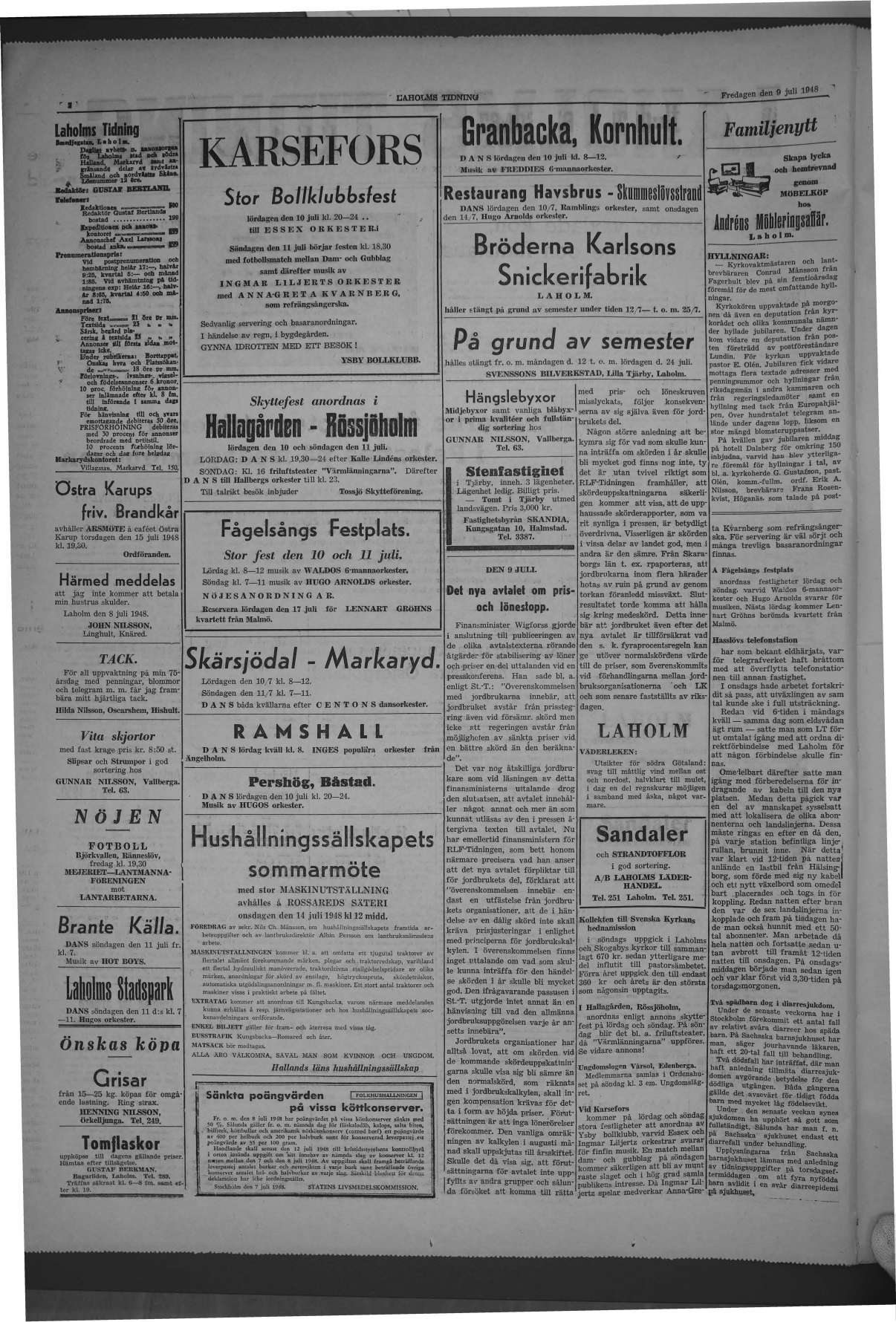 Laholms Tidning Fredag 9 juli 1948, sida 2