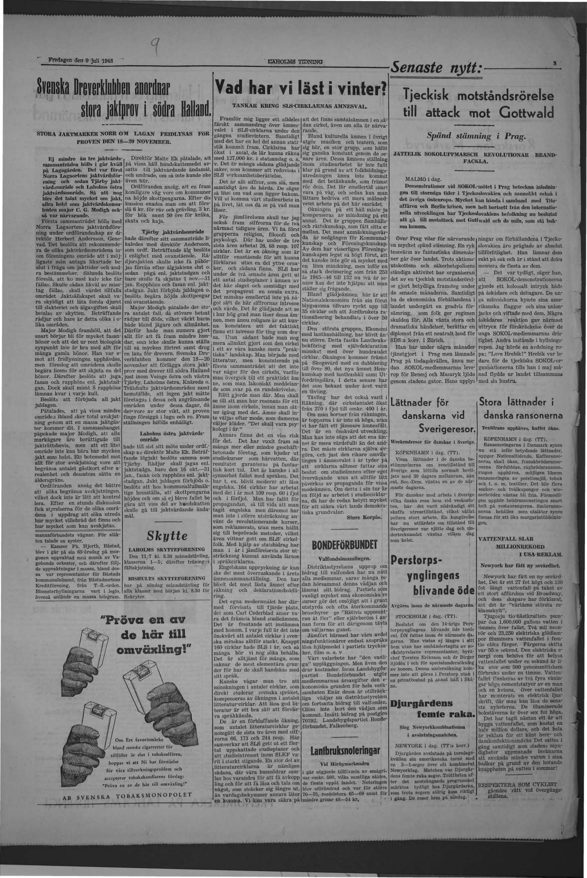 Laholms Tidning Fredag 9 juli 1948, sida 3