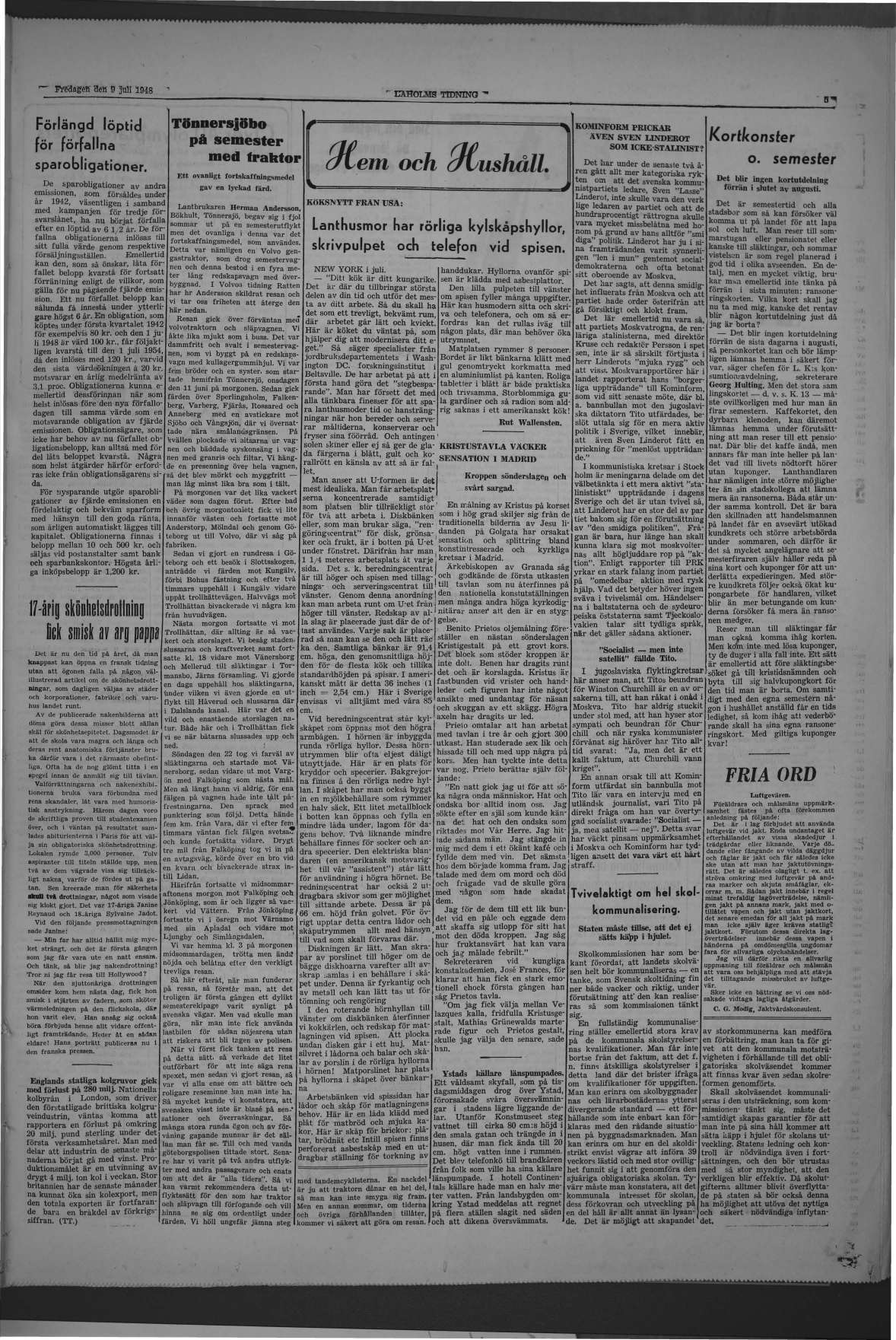Laholms Tidning Fredag 9 juli 1948, sida 5