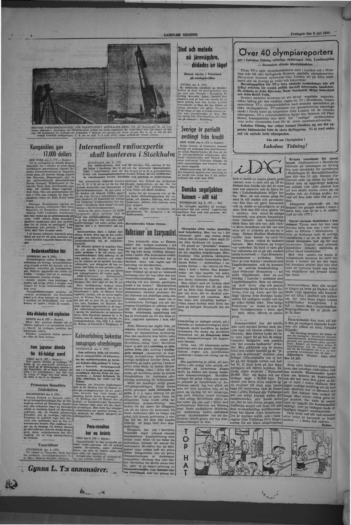 Laholms Tidning Fredag 9 juli 1948, sida 6
