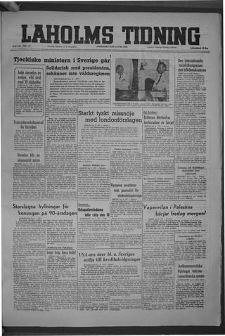 Förstasidan, Onsdag 9 juni 1948