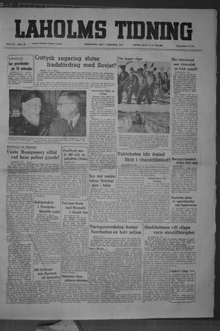Förstasidan, Torsdag 6 oktober 1949