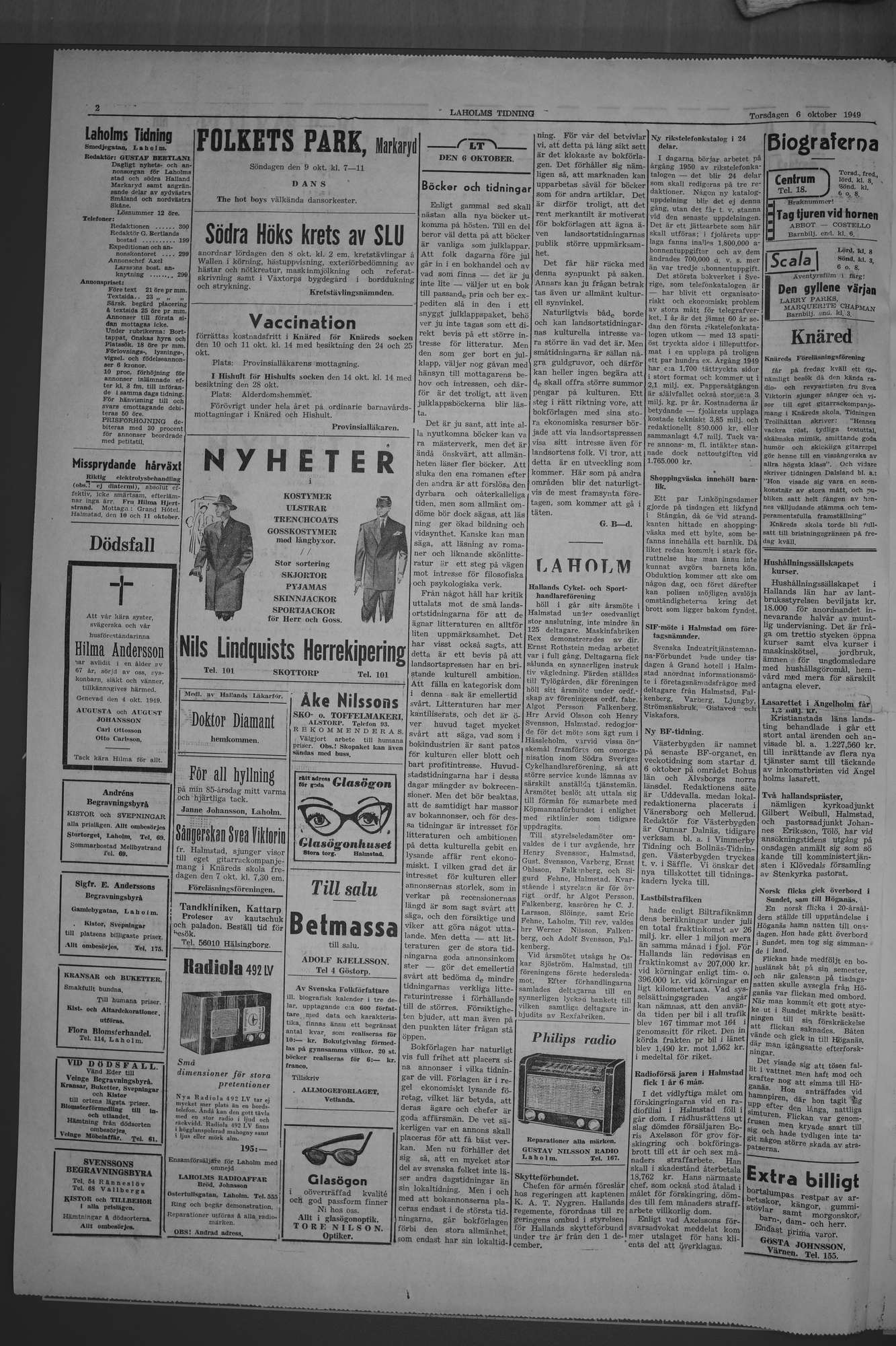 Laholms Tidning Torsdag 6 oktober 1949, sida 2