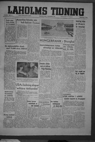 Förstasidan, Tisdag 9 november 1948