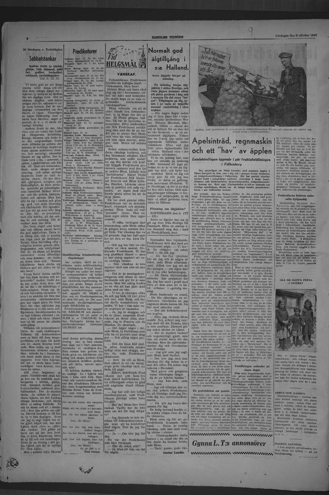 Laholms Tidning Lördag 9 oktober 1948, sida 6