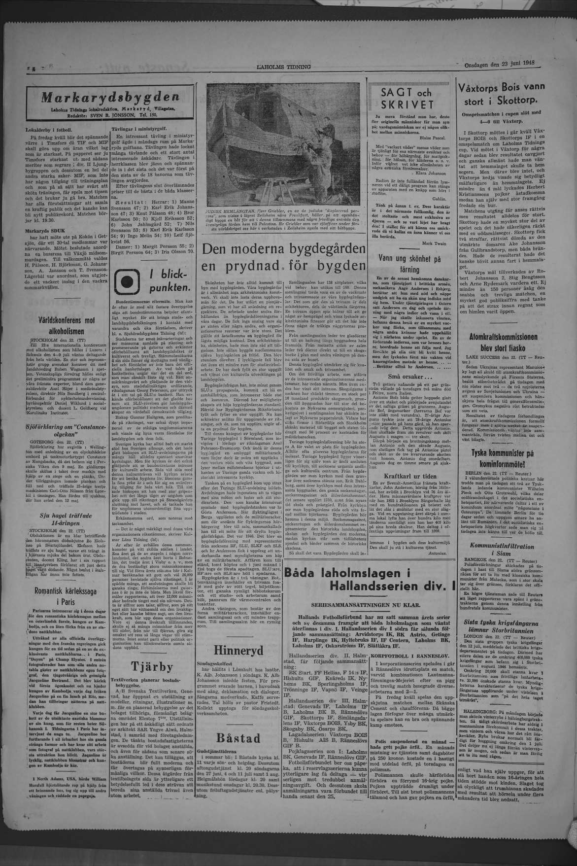 Laholms Tidning Onsdag 23 juni 1948, sida 4