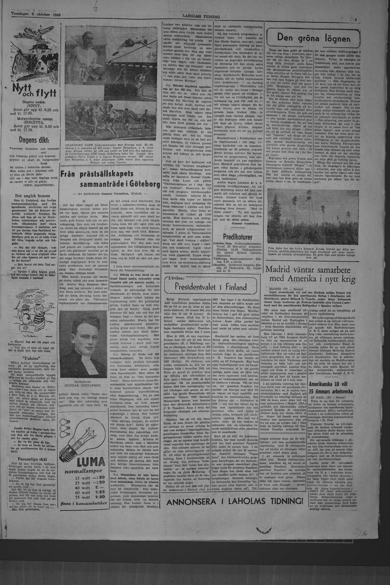 Laholms Tidning Torsdag 6 oktober 1949, sida 5