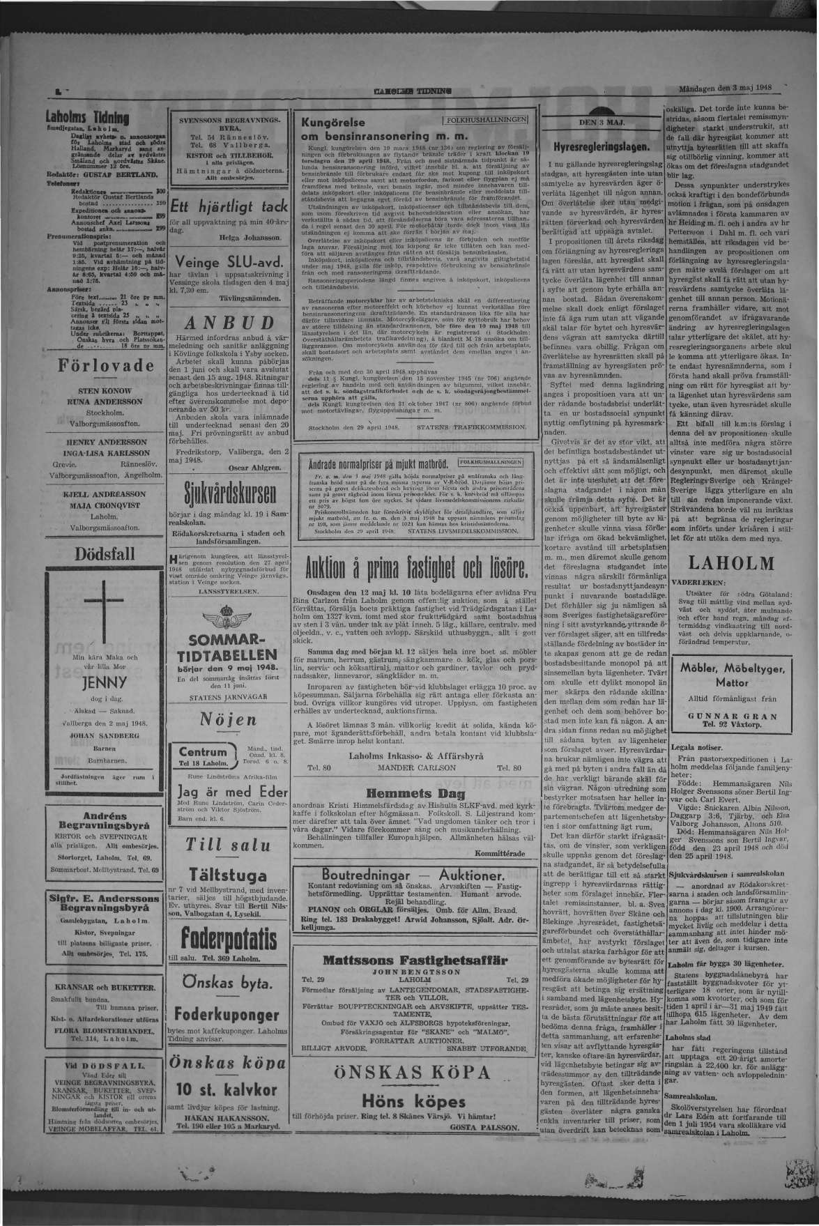 Laholms Tidning Måndag 3 maj 1948, sida 2
