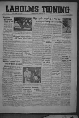 Förstasidan, Måndag 7 februari 1949