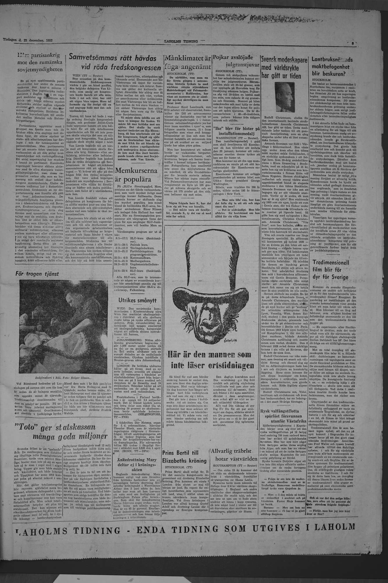 Laholms Tidning Tisdag 23 december 1952, sida 5