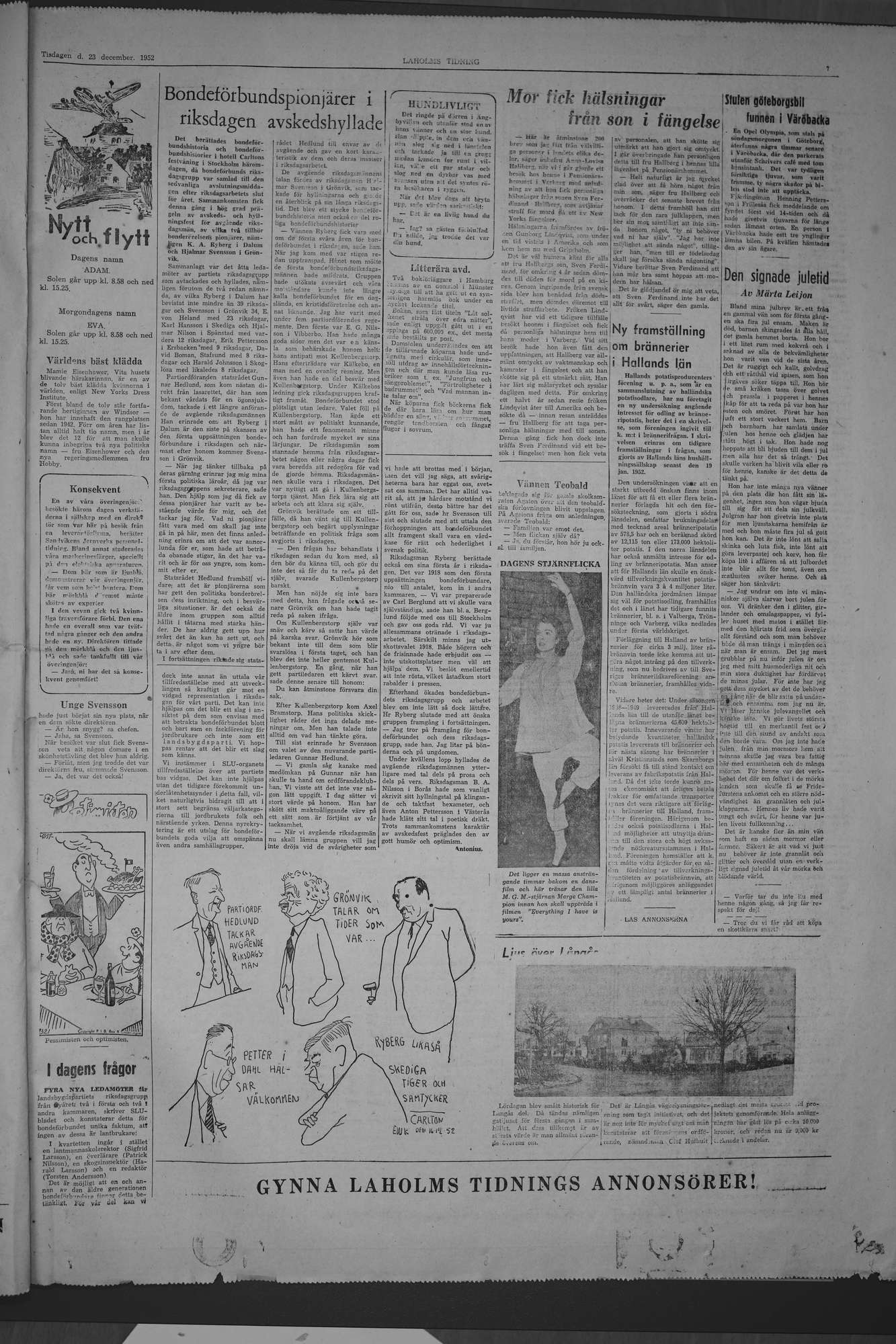 Laholms Tidning Tisdag 23 december 1952, sida 7
