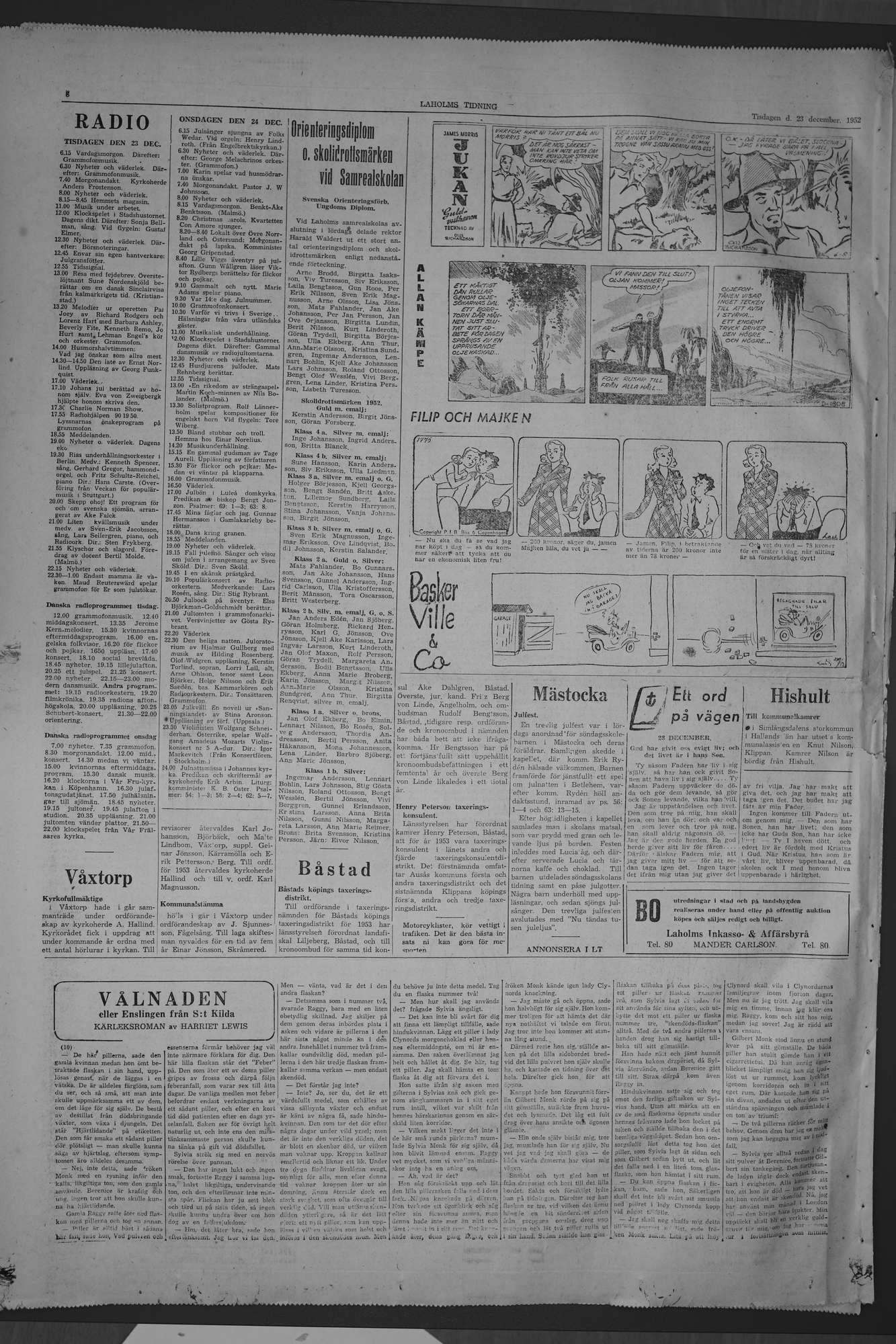 Laholms Tidning Tisdag 23 december 1952, sida 8