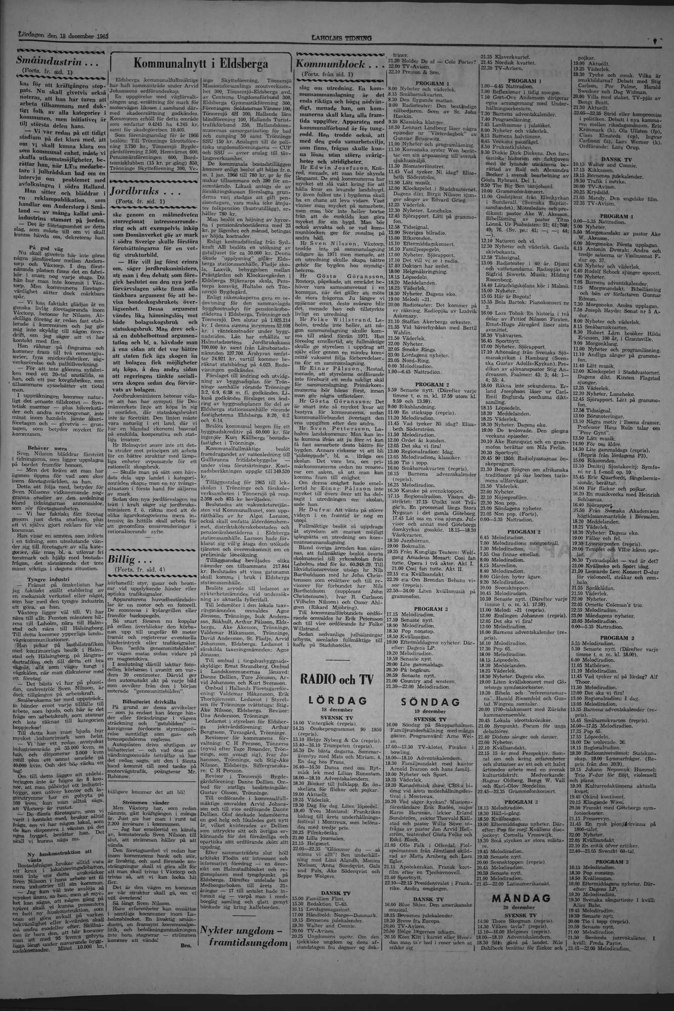 Laholms Tidning Lördag 18 december 1965, sida 7