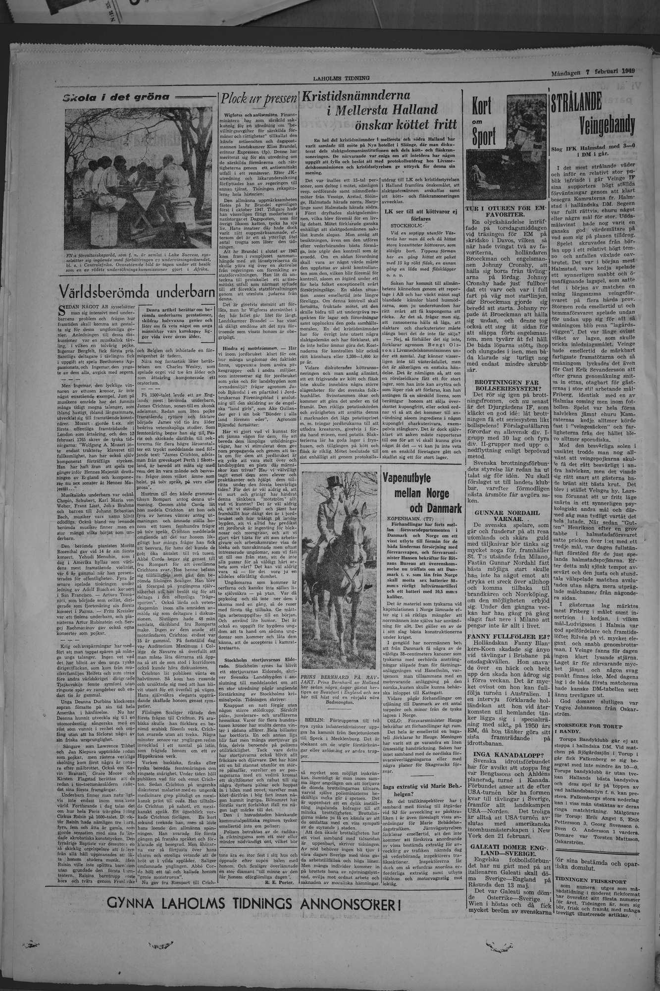 Laholms Tidning Måndag 7 februari 1949, sida 4