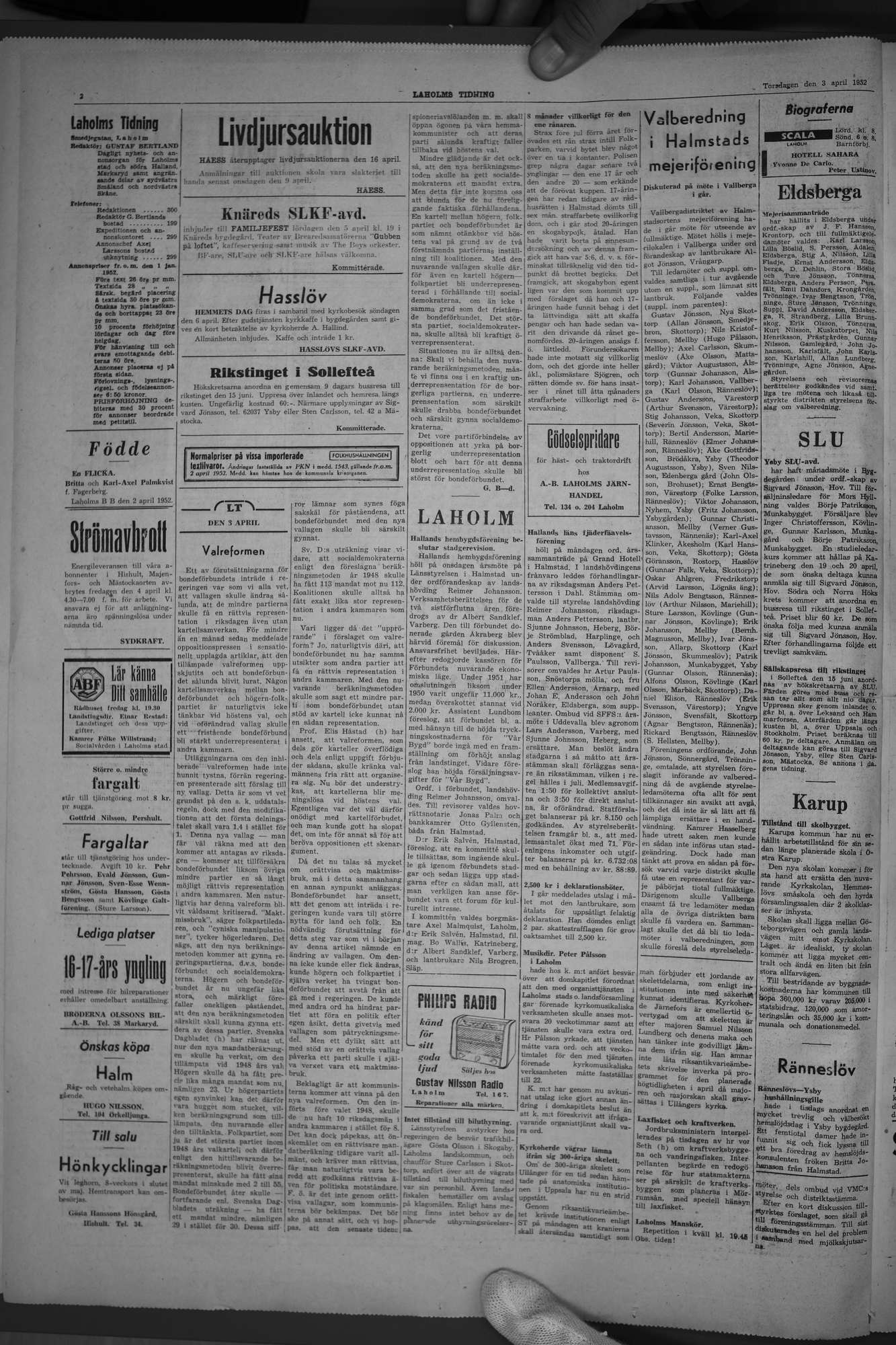 Laholms Tidning Torsdag 3 april 1952, sida 2