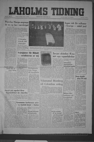 Förstasidan, Tisdag 30 december 1952