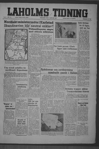 Förstasidan, Fredag 7 januari 1949