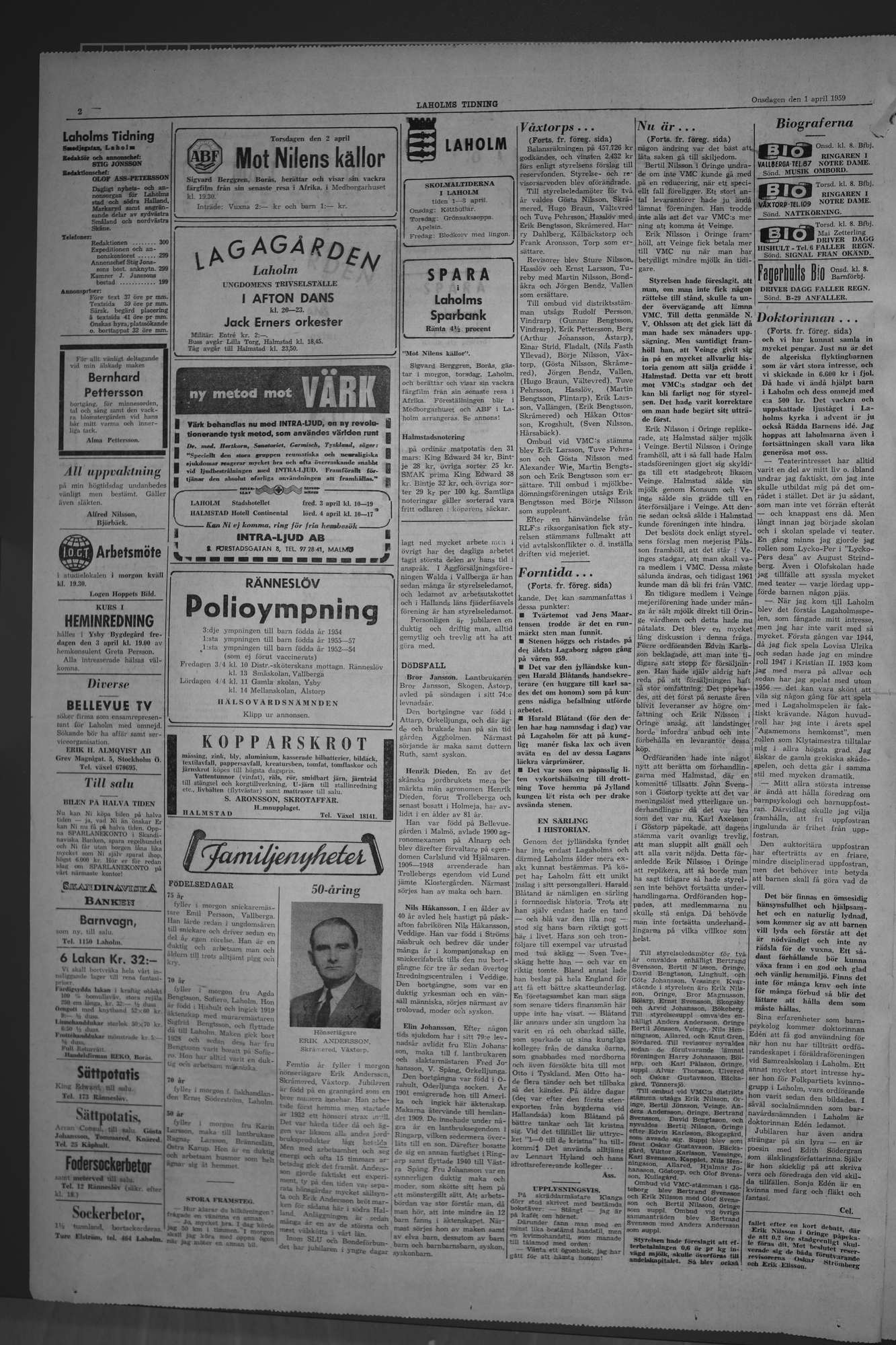Laholms Tidning Onsdag 1 april 1959, sida 2