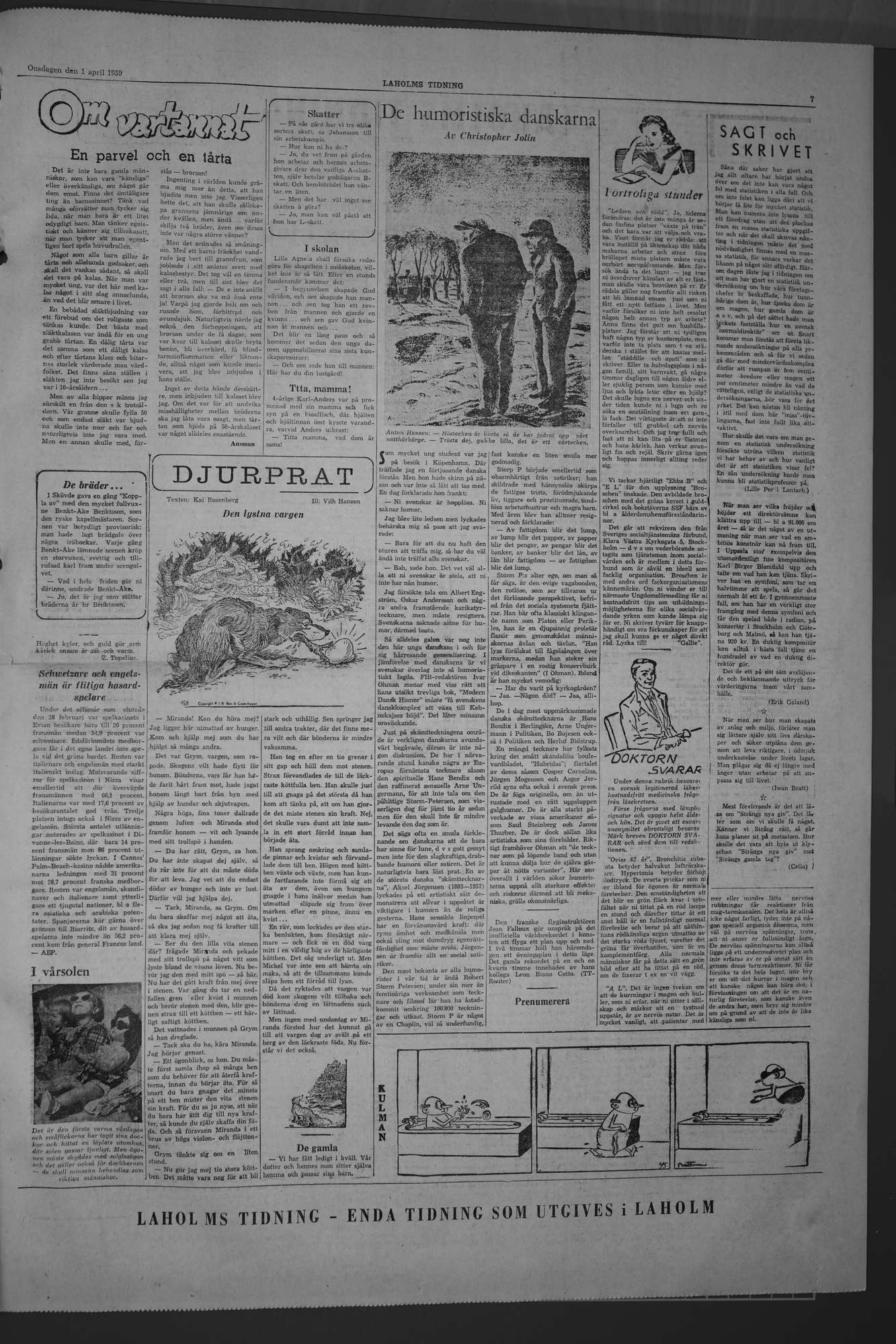 Laholms Tidning Onsdag 1 april 1959, sida 7