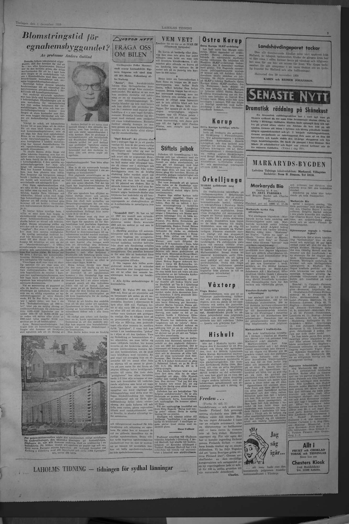 Laholms Tidning Tisdag 1 december 1959, sida 3