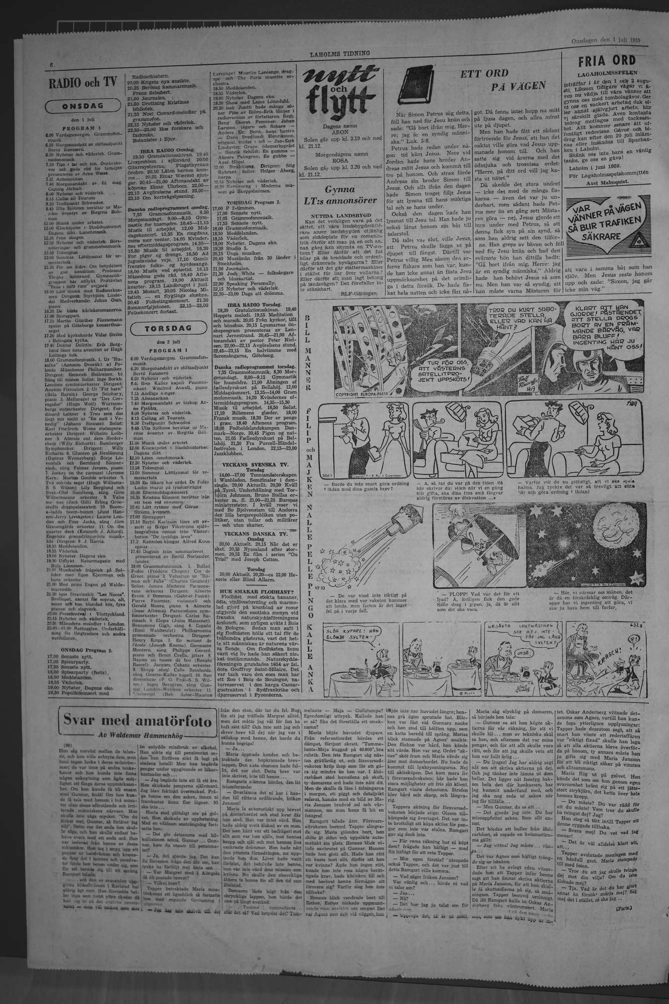 Laholms Tidning Onsdag 1 juli 1959, sida 6