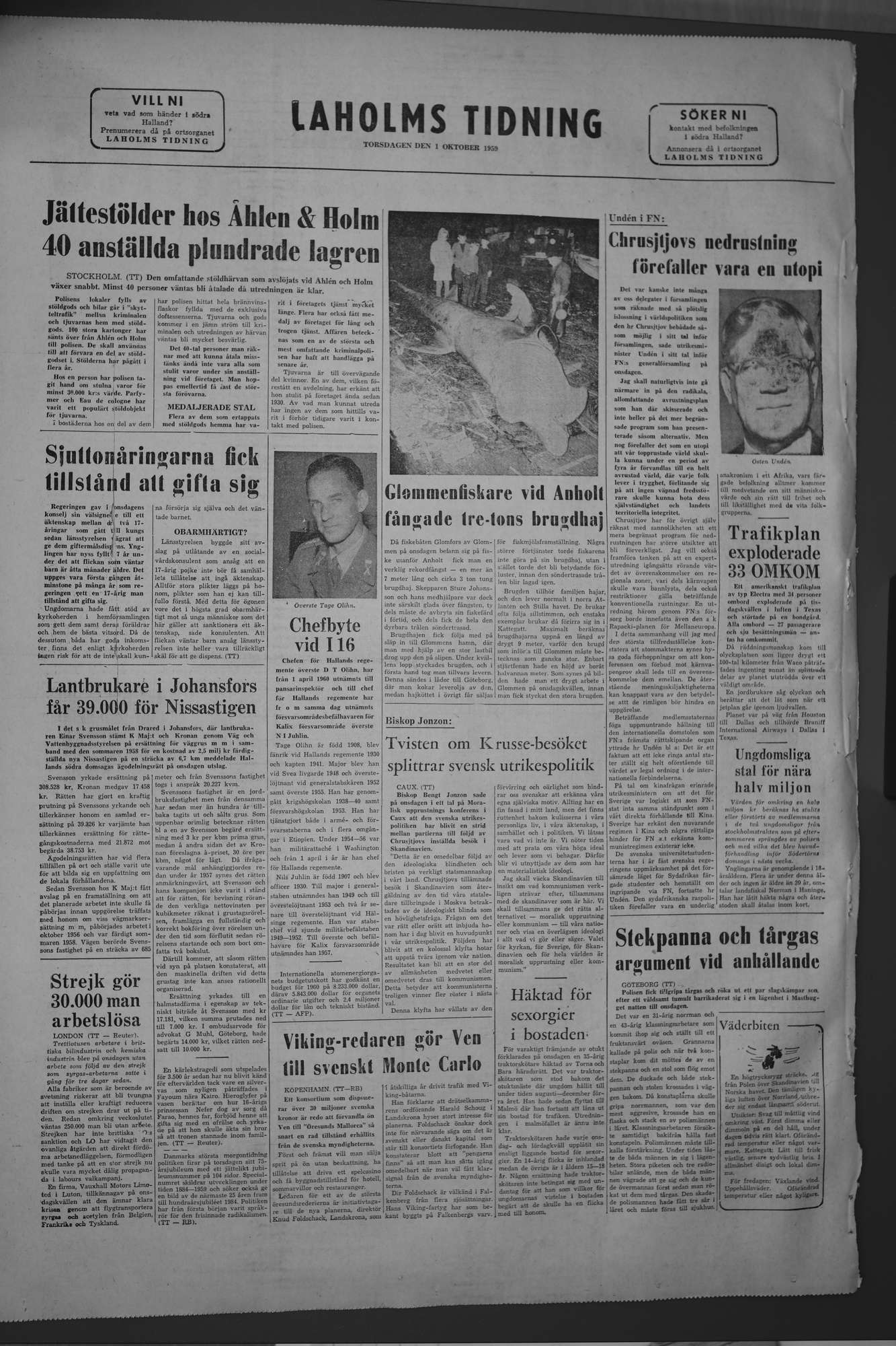 Laholms Tidning Torsdag 1 oktober 1959, sida 8