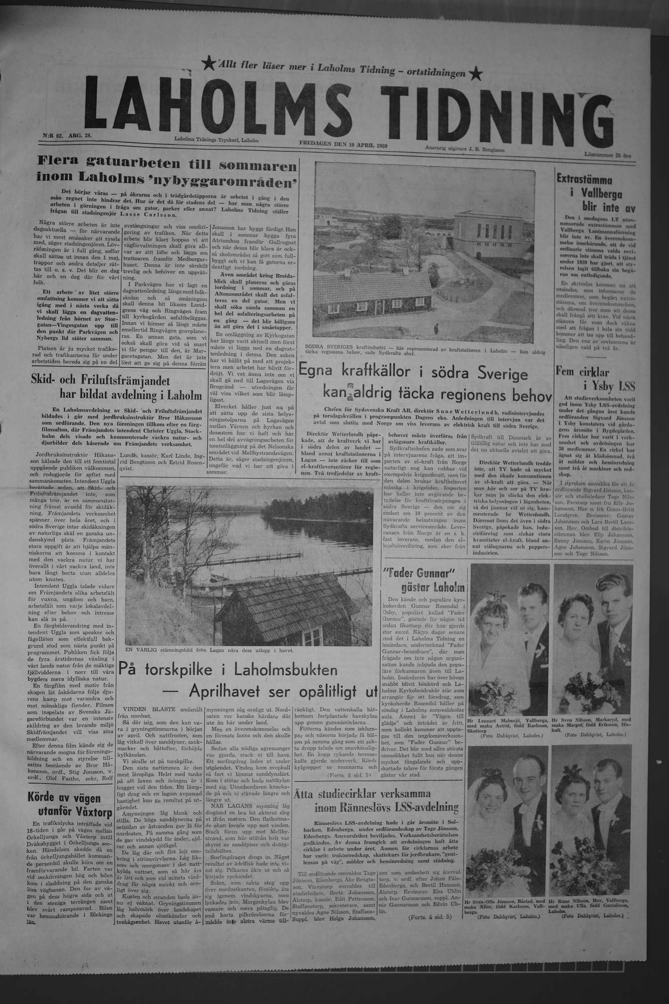 Laholms Tidning Fredag 10 april 1959, sida 1