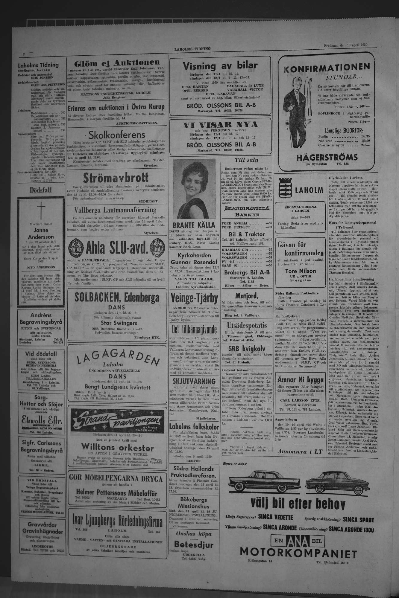 Laholms Tidning Fredag 10 april 1959, sida 2