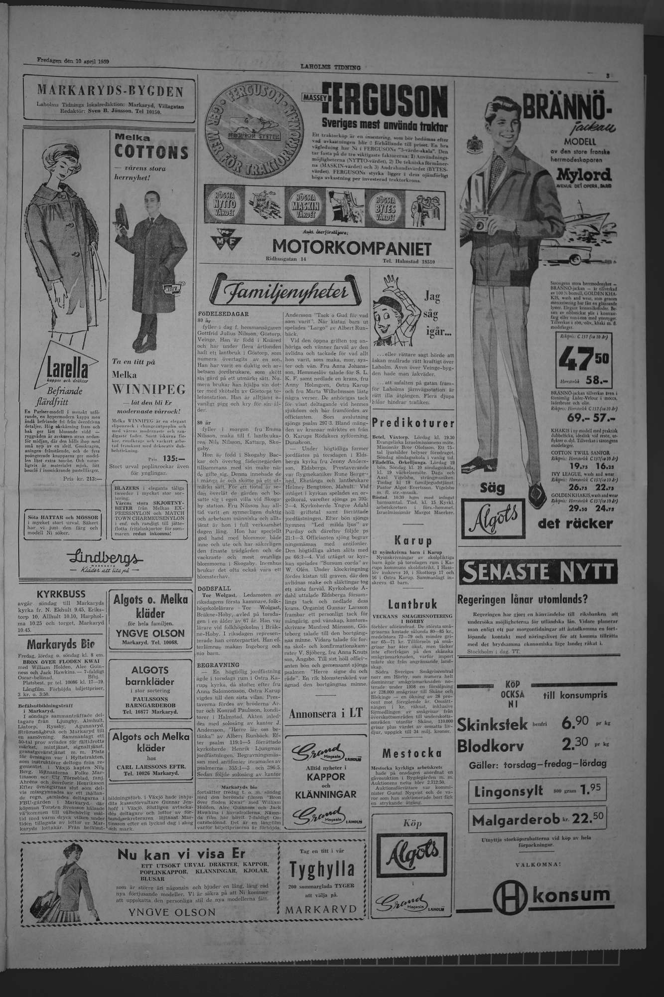 Laholms Tidning Fredag 10 april 1959, sida 3