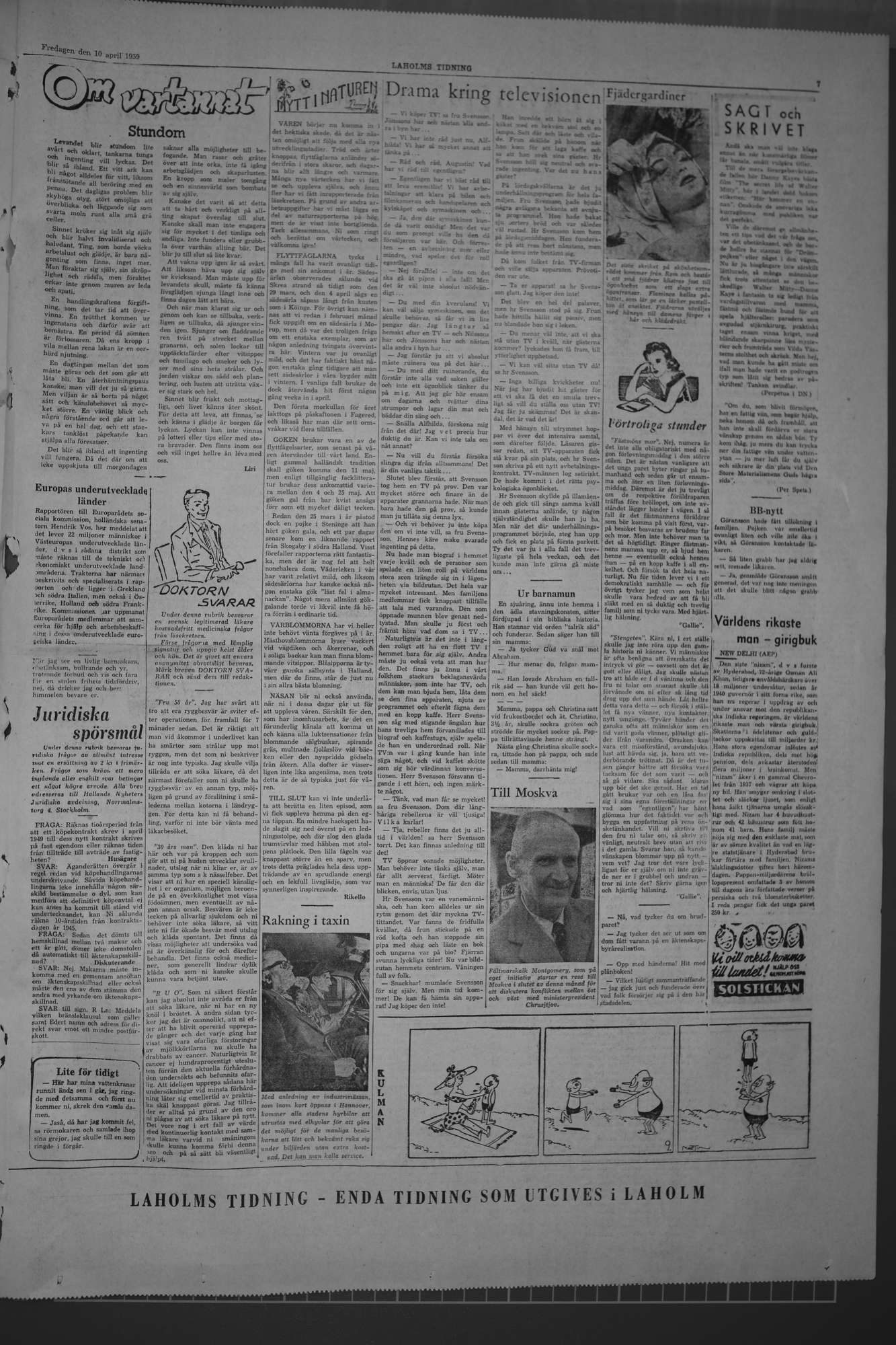 Laholms Tidning Fredag 10 april 1959, sida 7