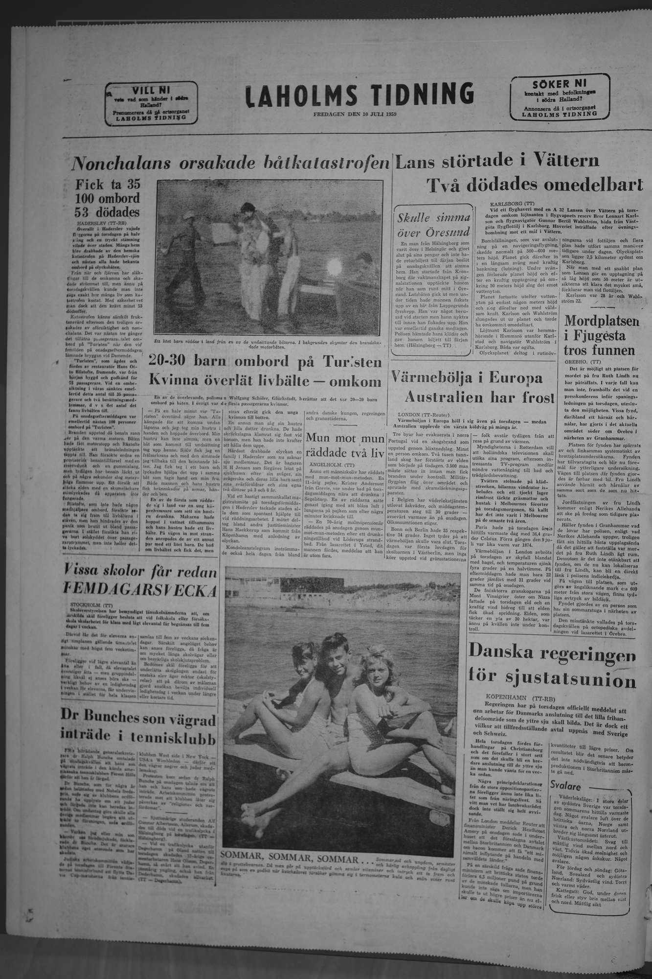 Laholms Tidning Fredag 10 juli 1959, sida 8