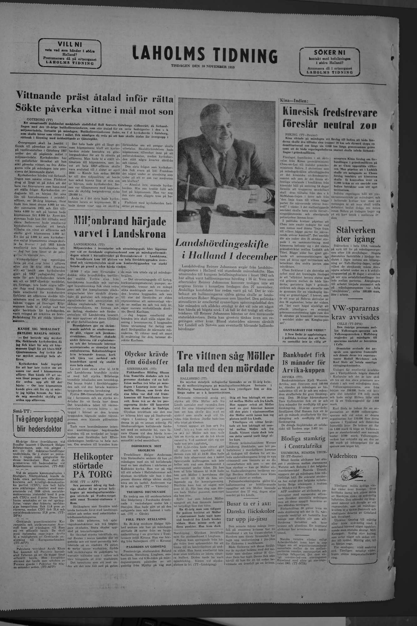 Laholms Tidning Tisdag 10 november 1959, sida 8