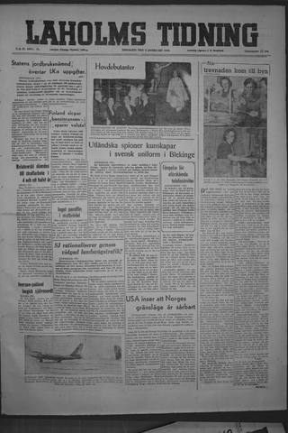 Förstasidan, Tisdag 8 februari 1949