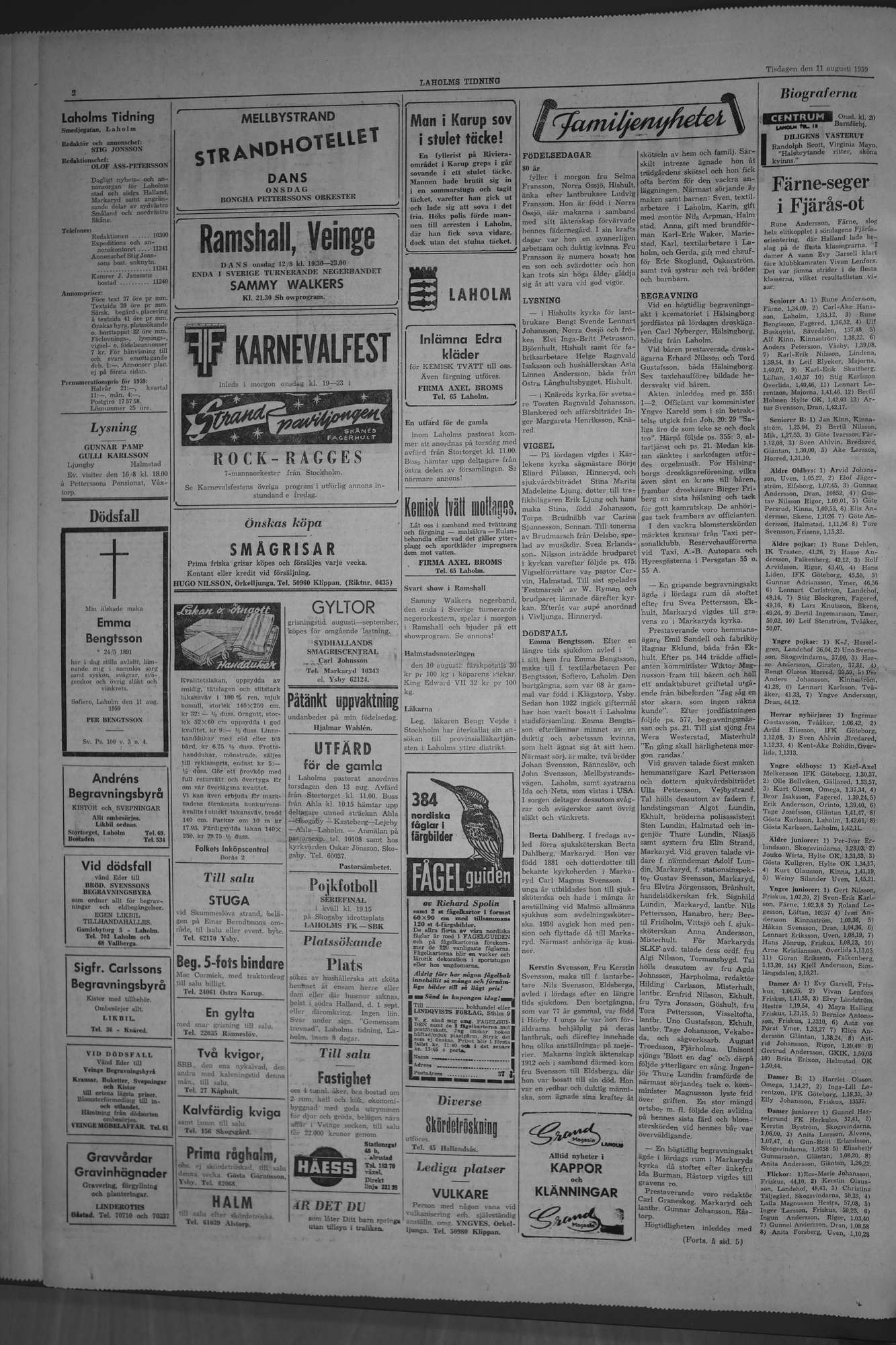 Laholms Tidning Tisdag 11 augusti 1959, sida 2