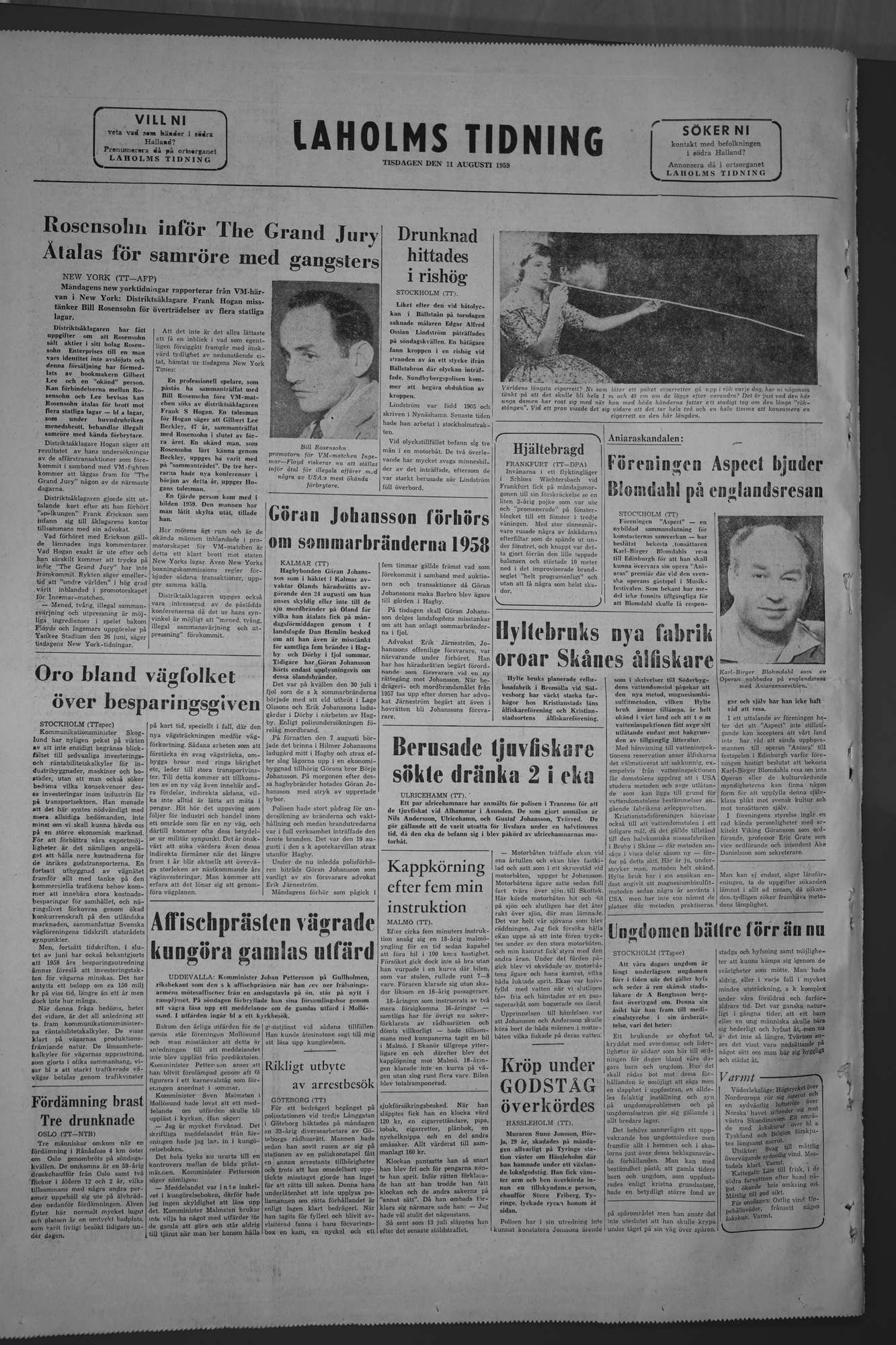Laholms Tidning Tisdag 11 augusti 1959, sida 8