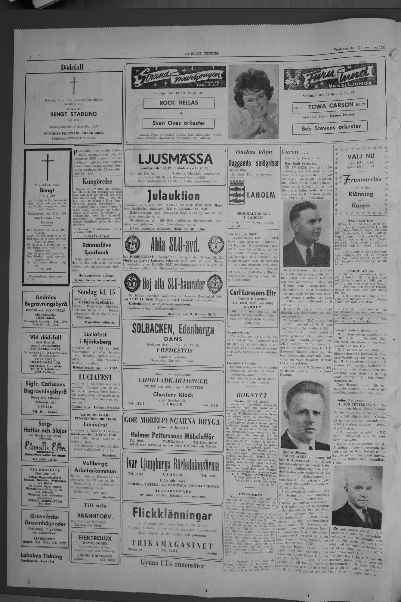 Laholms Tidning Fredag 11 december 1959, sida 2