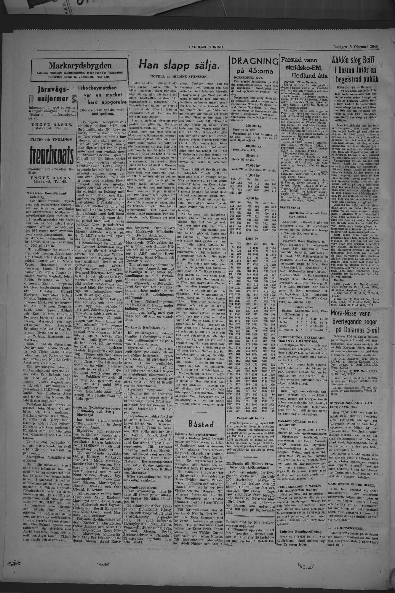 Laholms Tidning Tisdag 8 februari 1949, sida 4