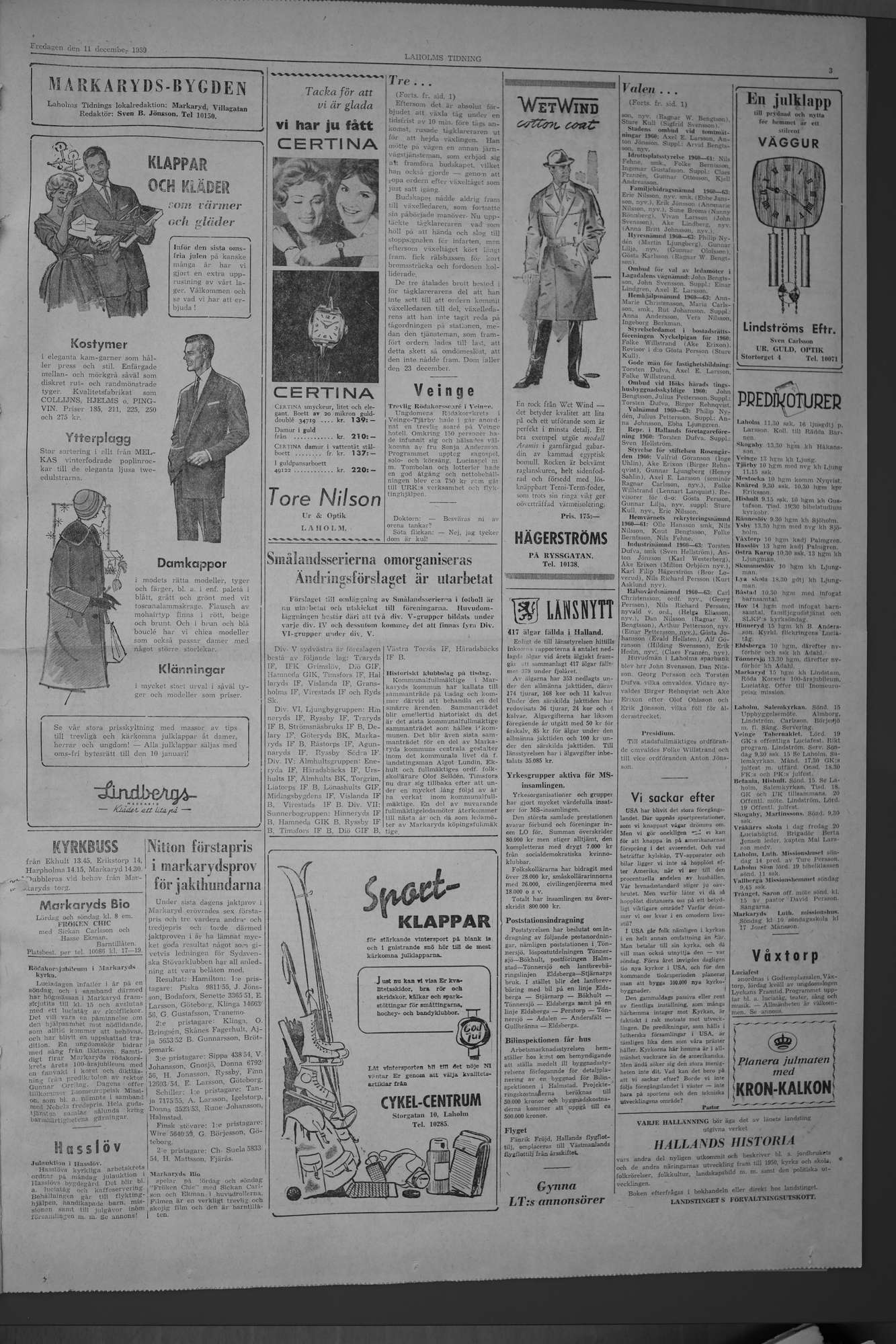 Laholms Tidning Fredag 11 december 1959, sida 3