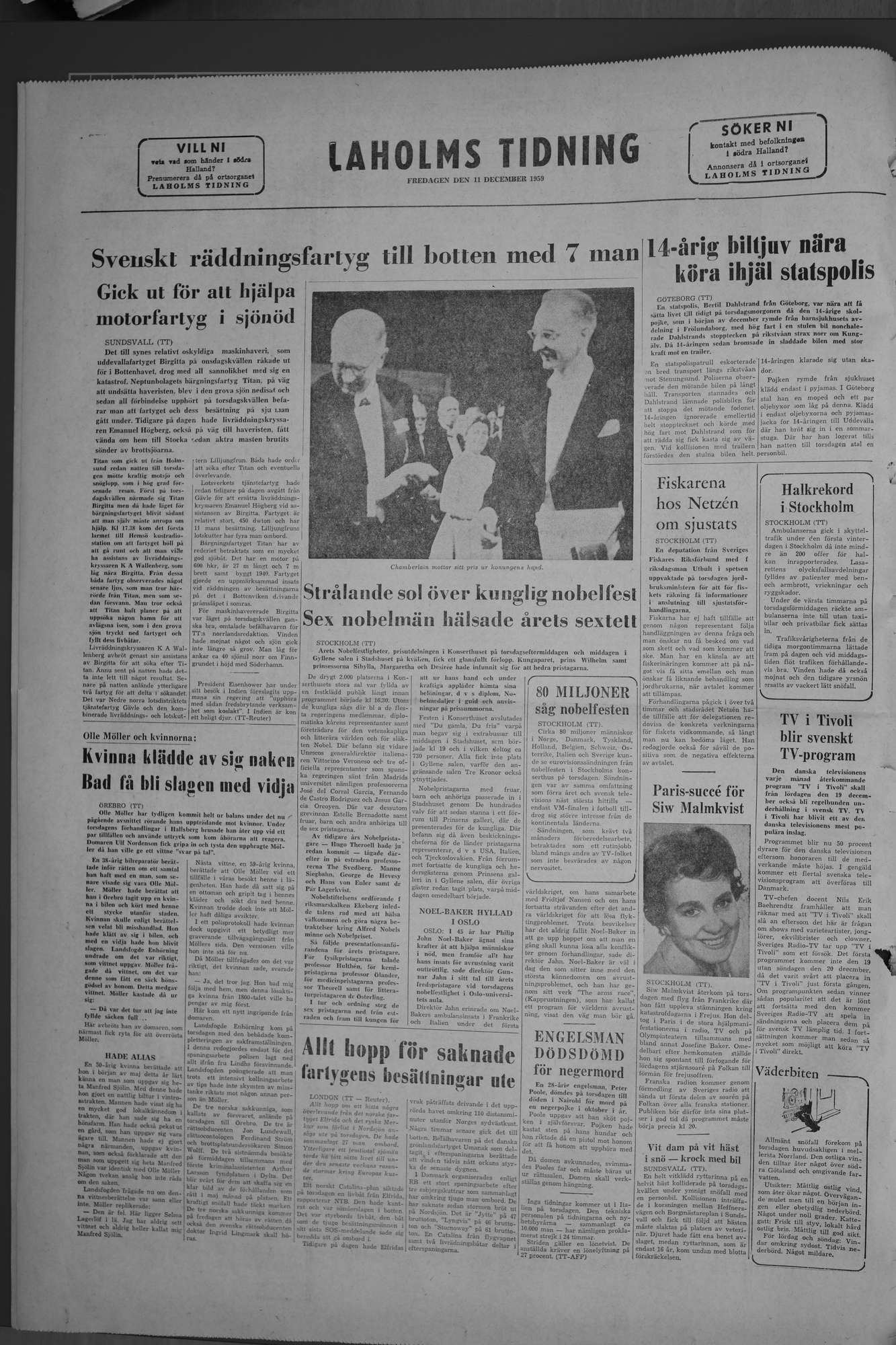 Laholms Tidning Fredag 11 december 1959, sida 8