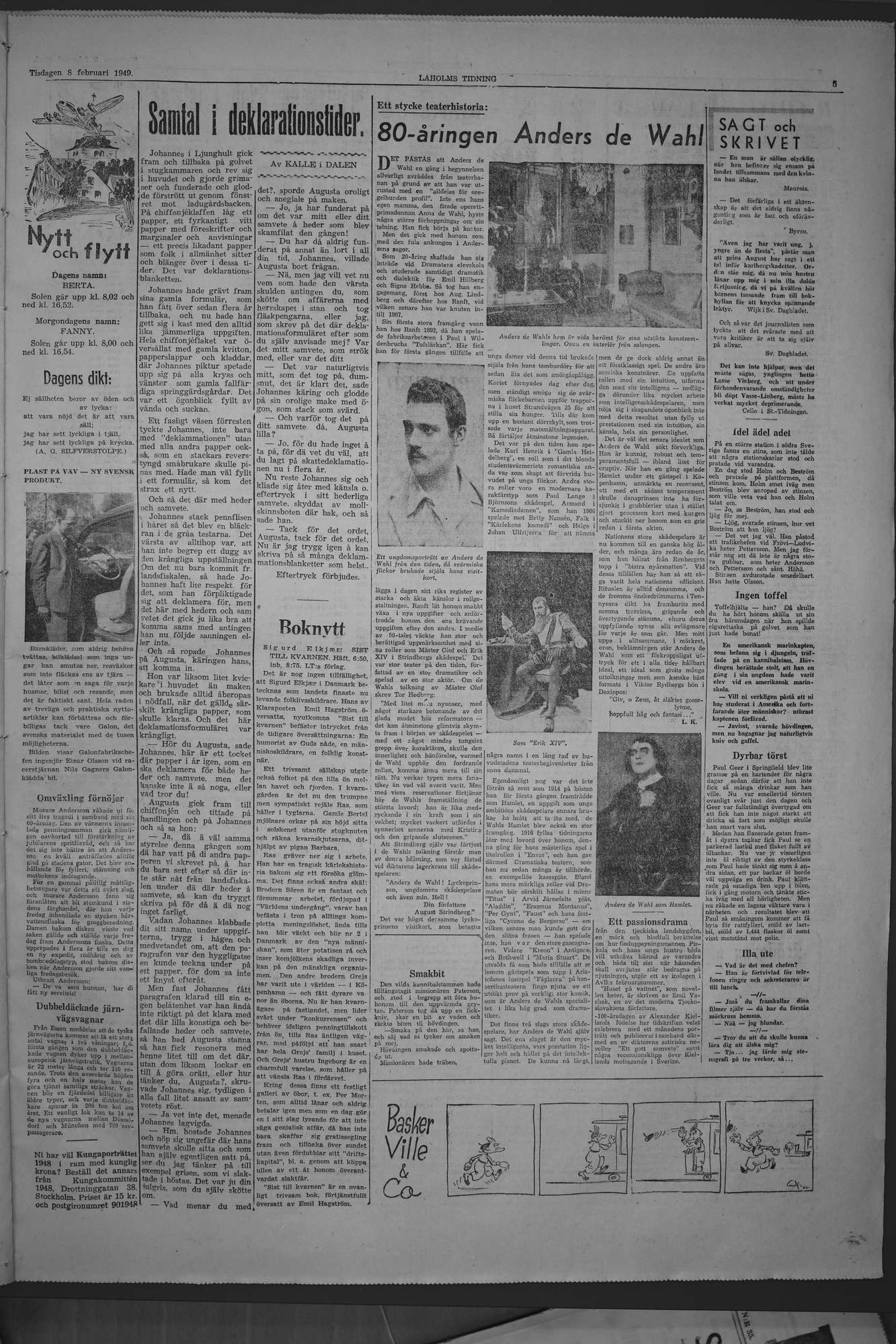 Laholms Tidning Tisdag 8 februari 1949, sida 5