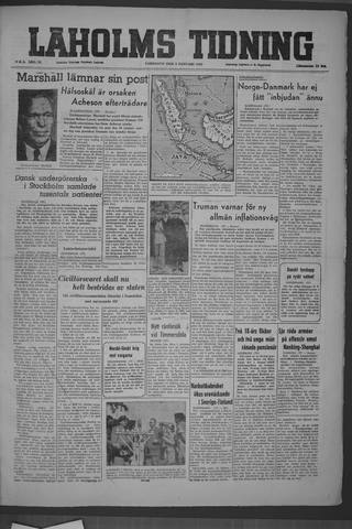 Förstasidan, Lördag 8 januari 1949