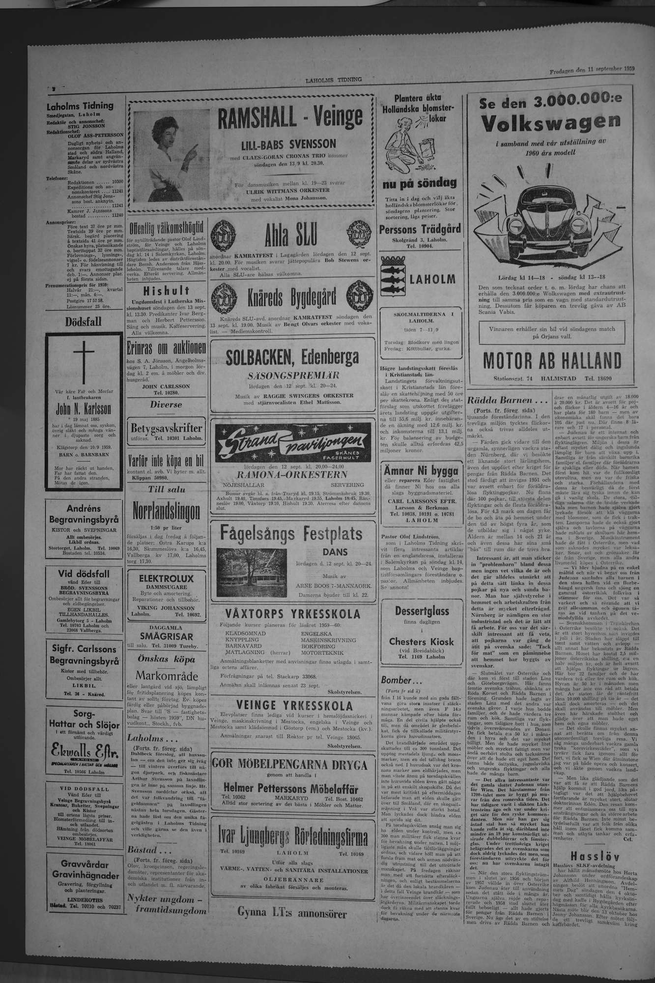 Laholms Tidning Fredag 11 september 1959, sida 2