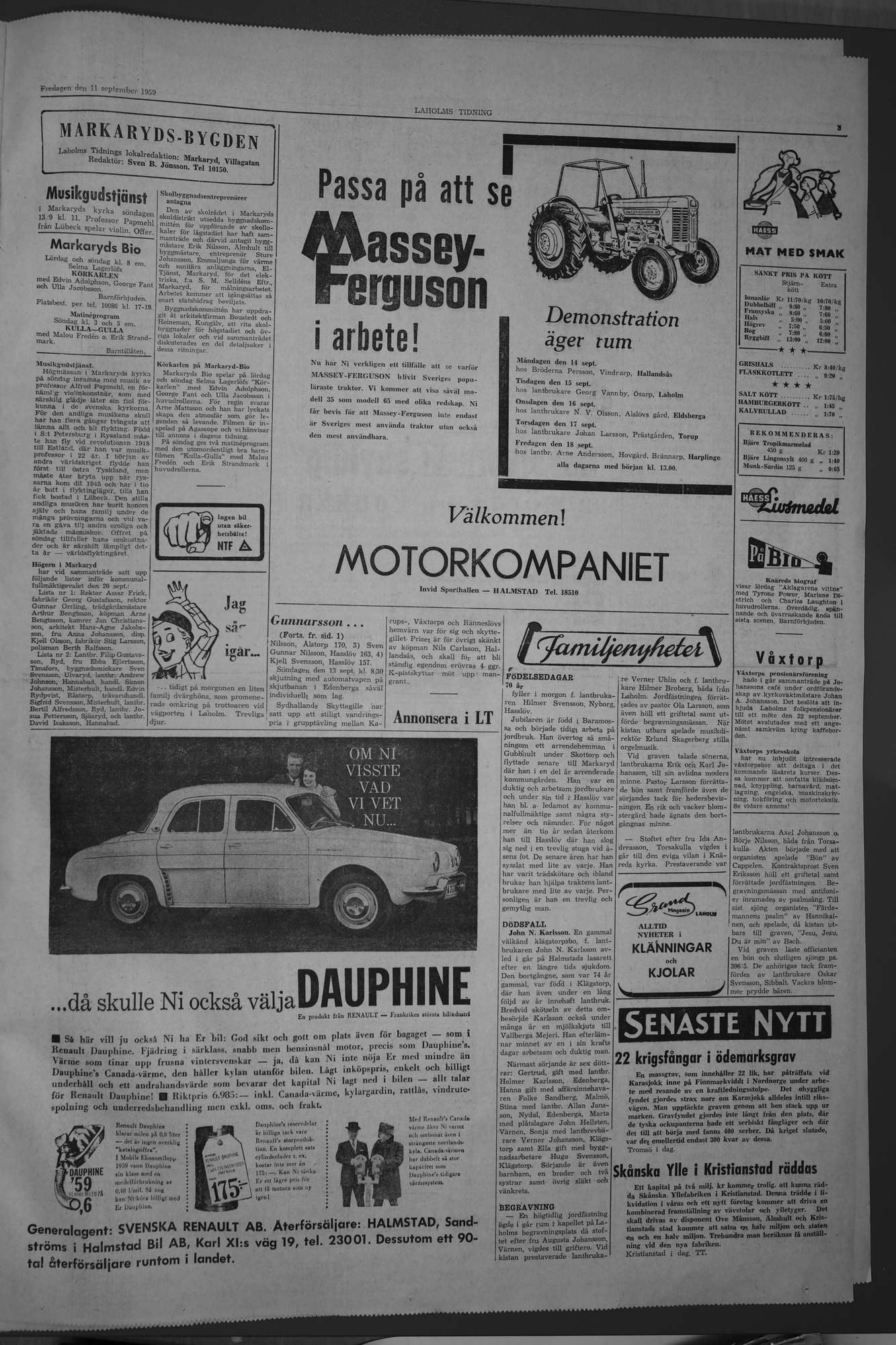 Laholms Tidning Fredag 11 september 1959, sida 3