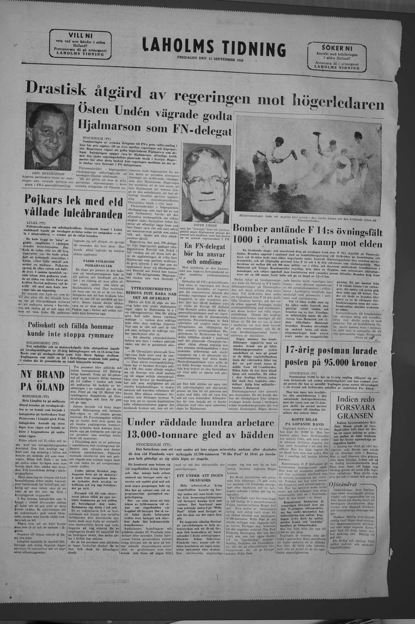 Laholms Tidning Fredag 11 september 1959, sida 8