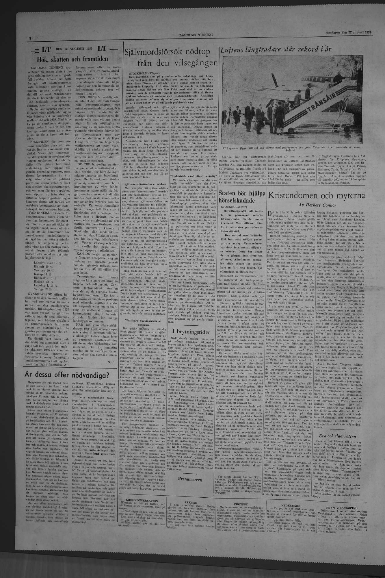 Laholms Tidning Onsdag 12 augusti 1959, sida 4