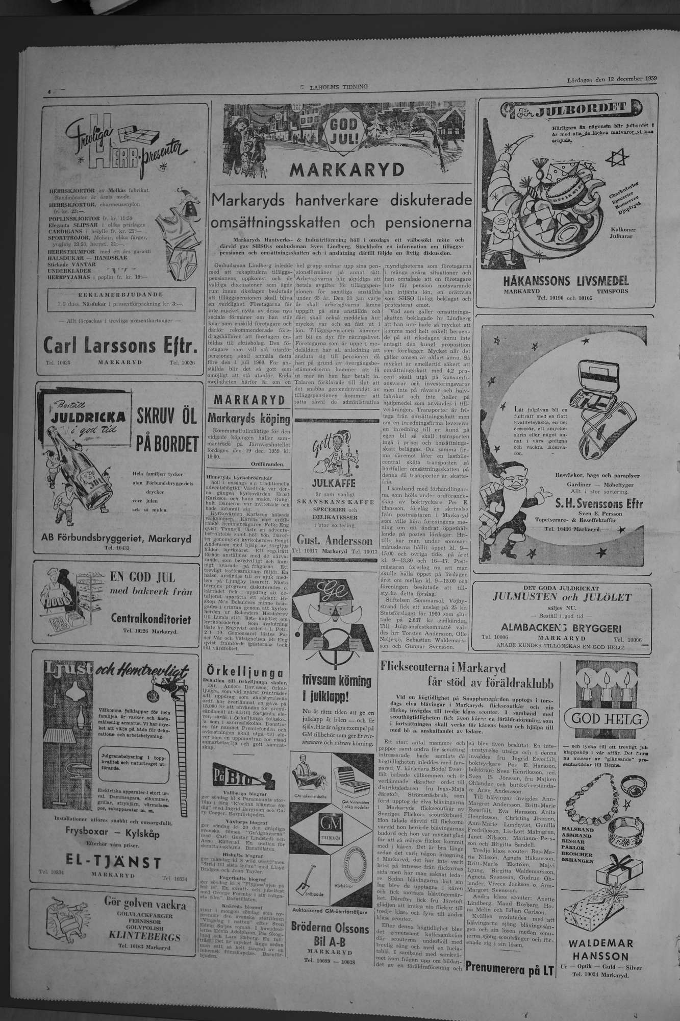 Laholms Tidning Lördag 12 december 1959, sida 4