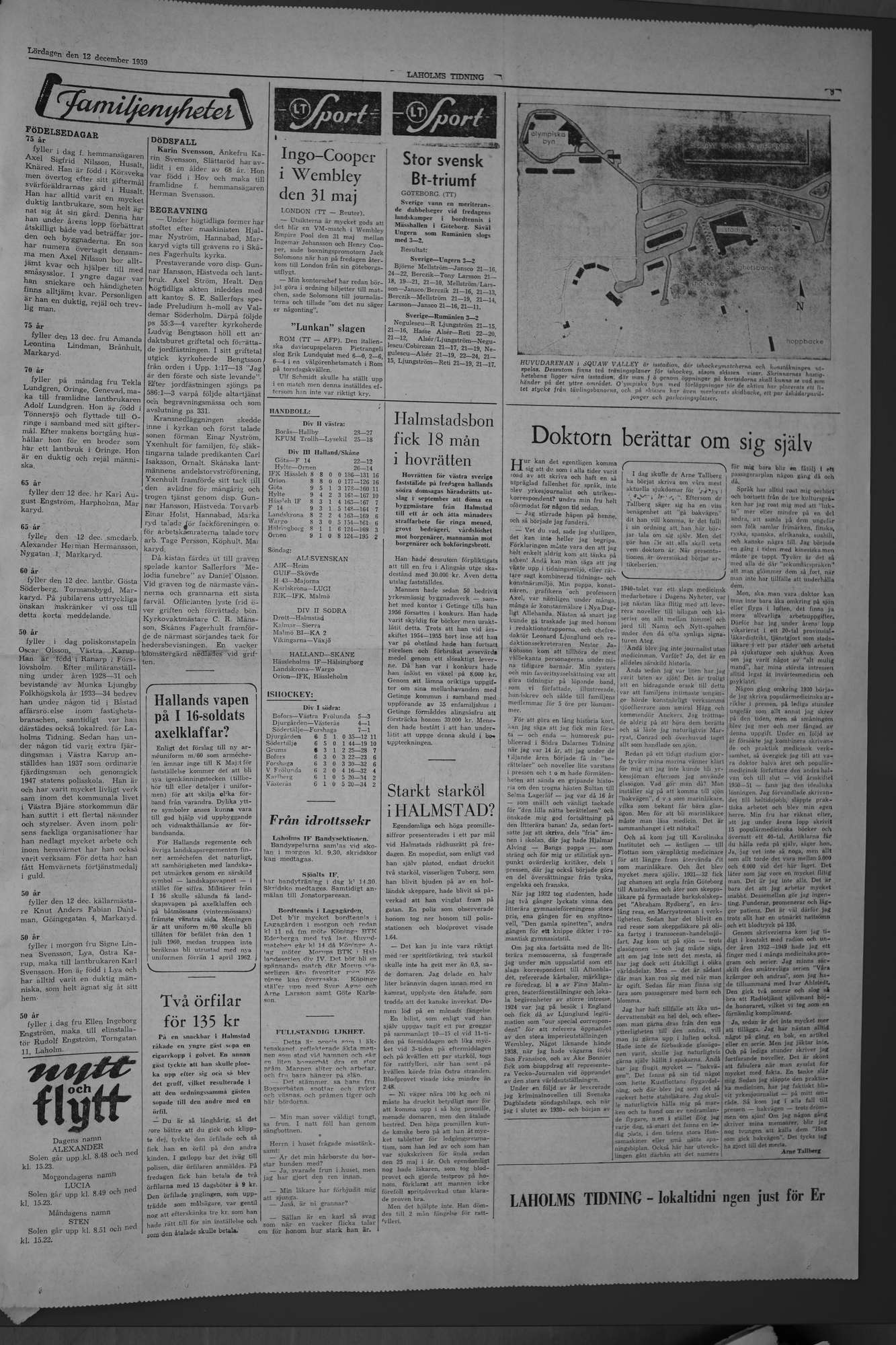 Laholms Tidning Lördag 12 december 1959, sida 5