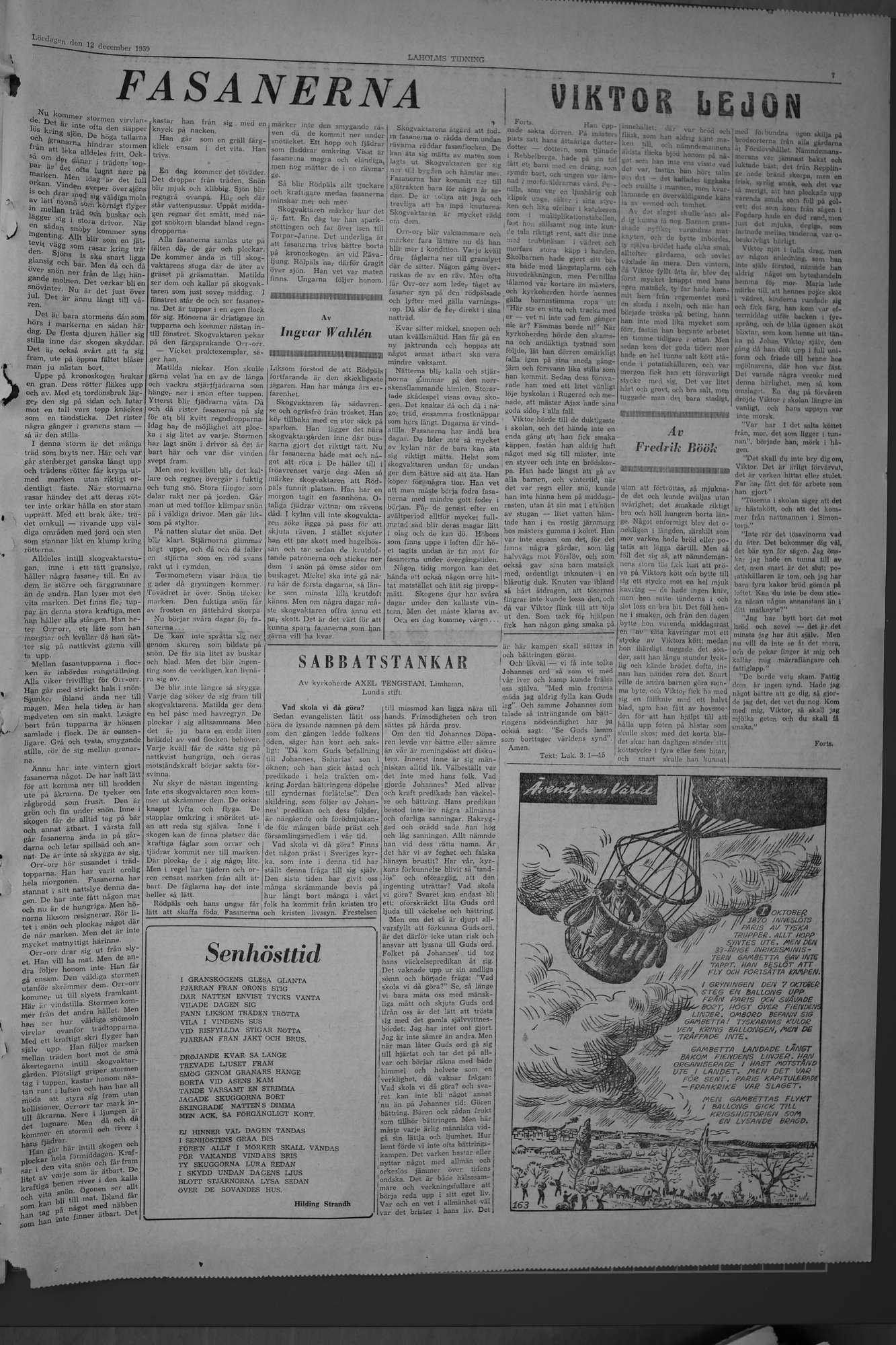 Laholms Tidning Lördag 12 december 1959, sida 7